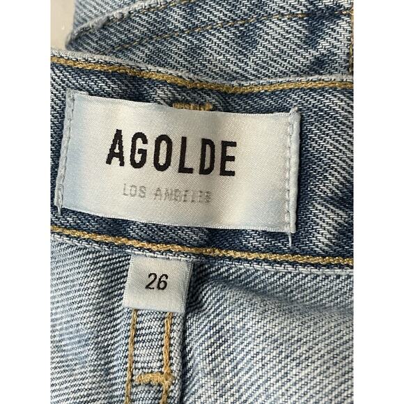 AGOLDE 90s Mid-Rise Loose Fit Distressed Button Fly Jeans Organic Cotton Size 26 - Picture 2 of 10